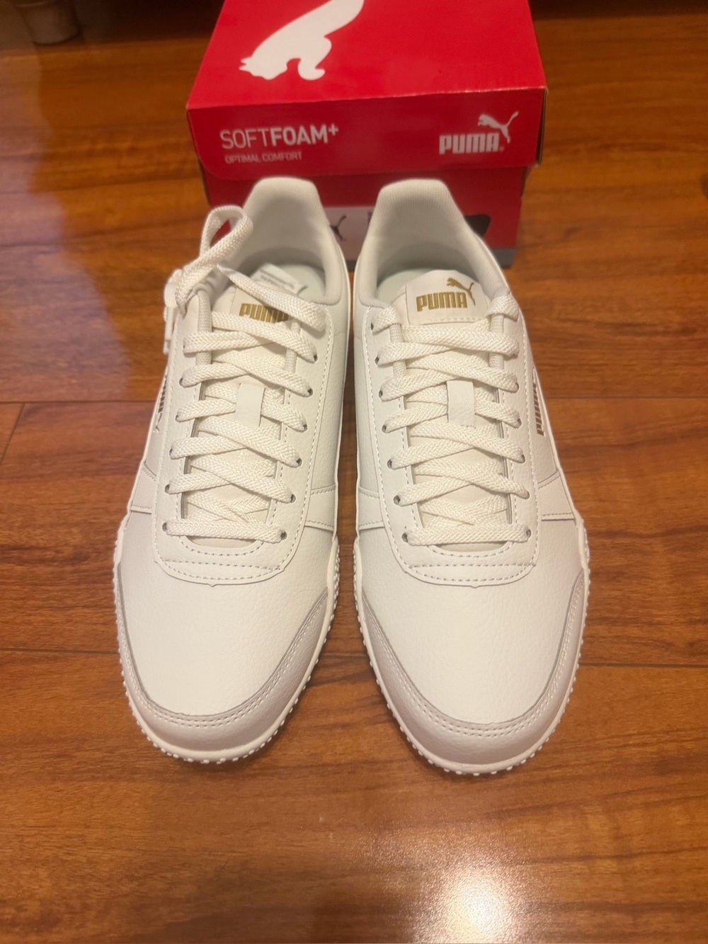 Puma Men’s White Sneakers with Gold Logo